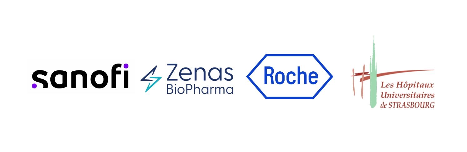 Logo de Sanofi, Roche, Zenas BioPharma et les Hôpitaux universitaires de Strasbourg